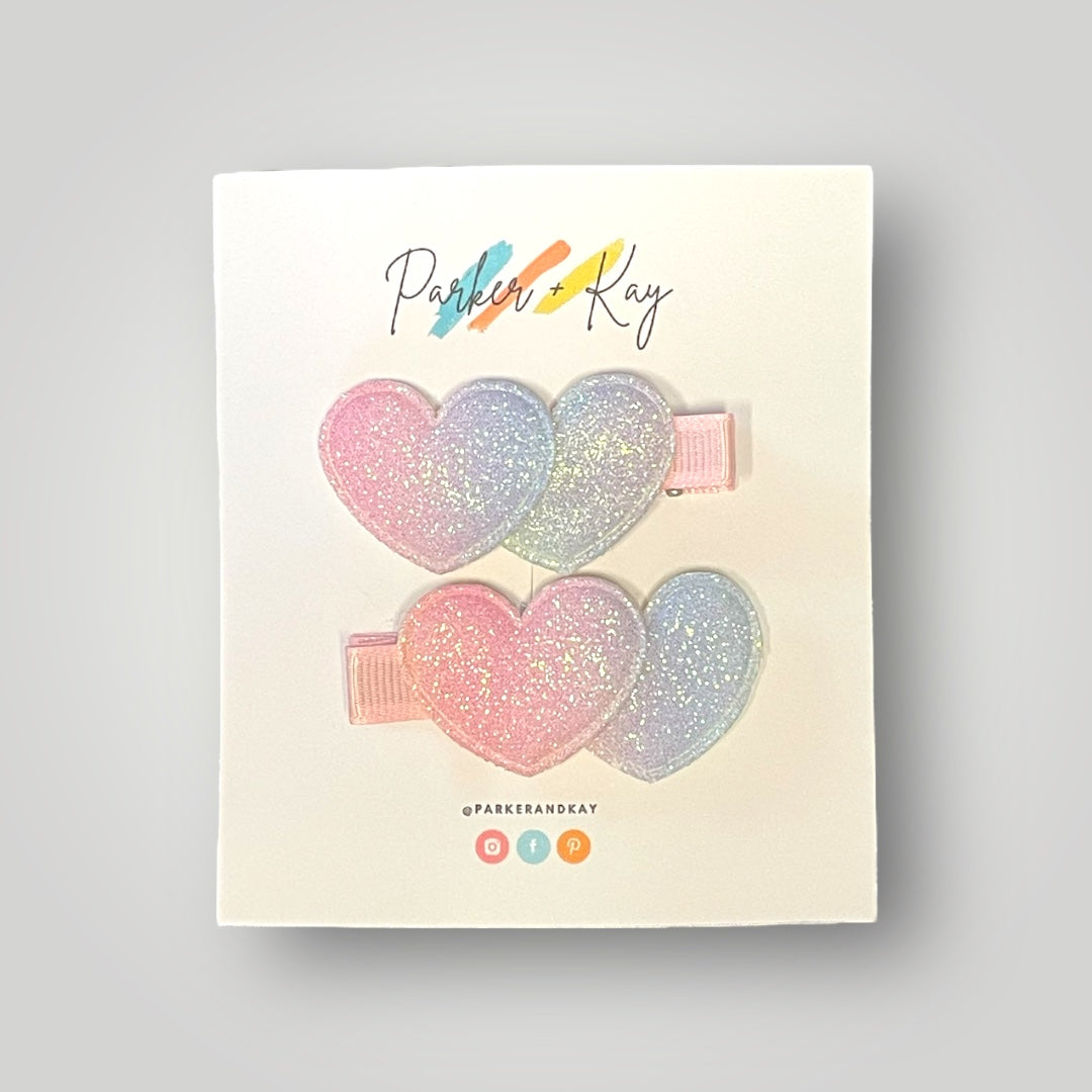Ombre Heart Hair Clips