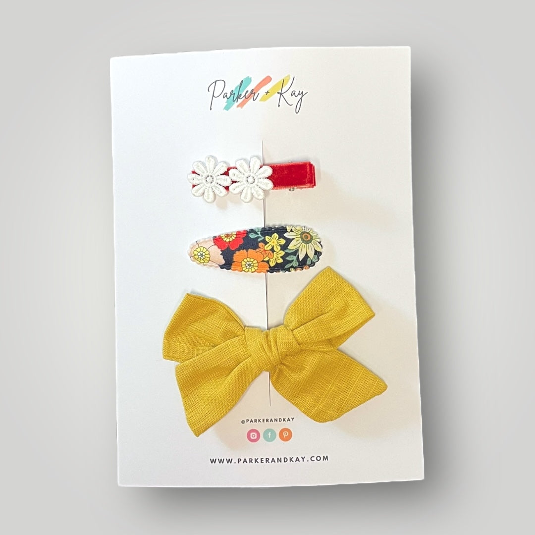 Girl’s 3-Piece Linen Bow Variety Set