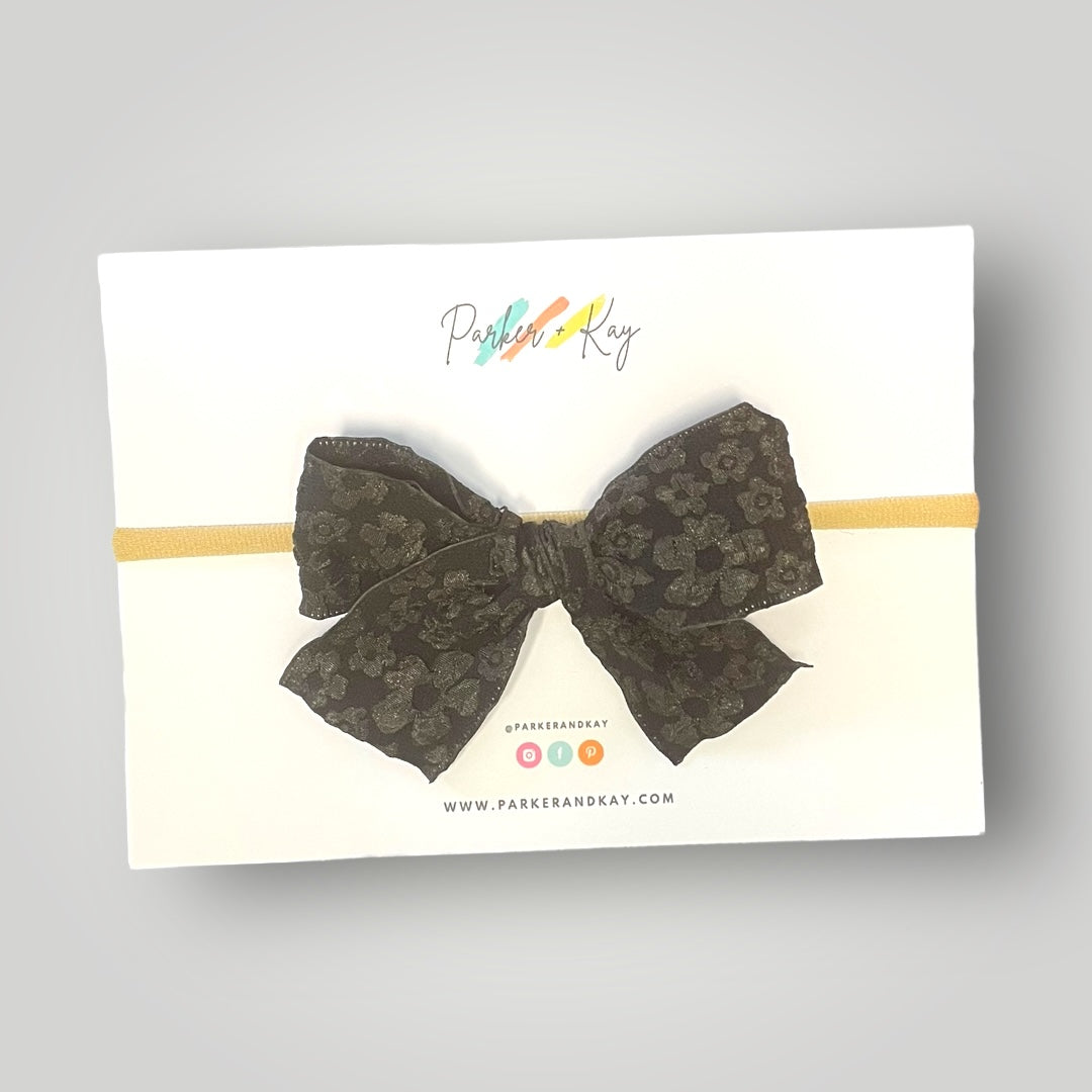 Embossed Floral Hair Bow, 8 Colors