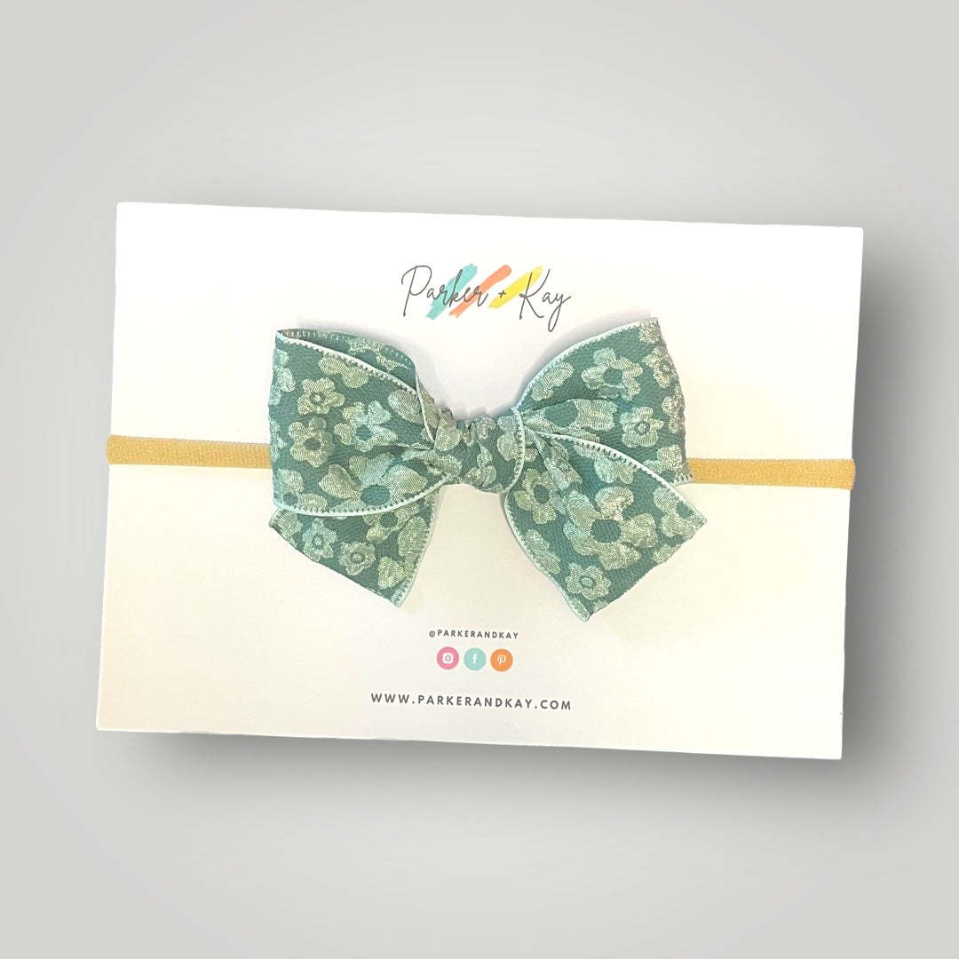 Embossed Floral Hair Bow, 8 Colors