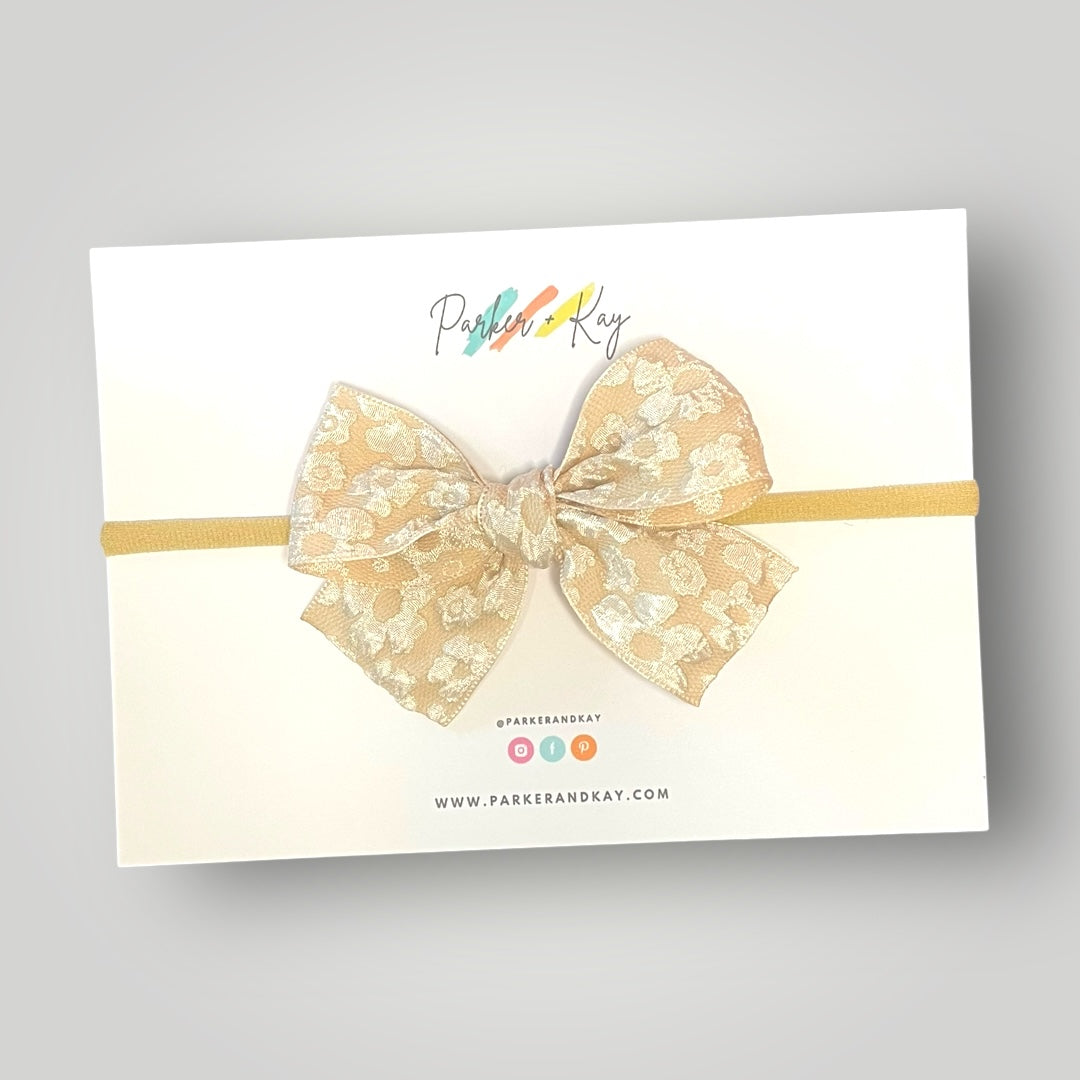 Embossed Floral Hair Bow, 8 Colors