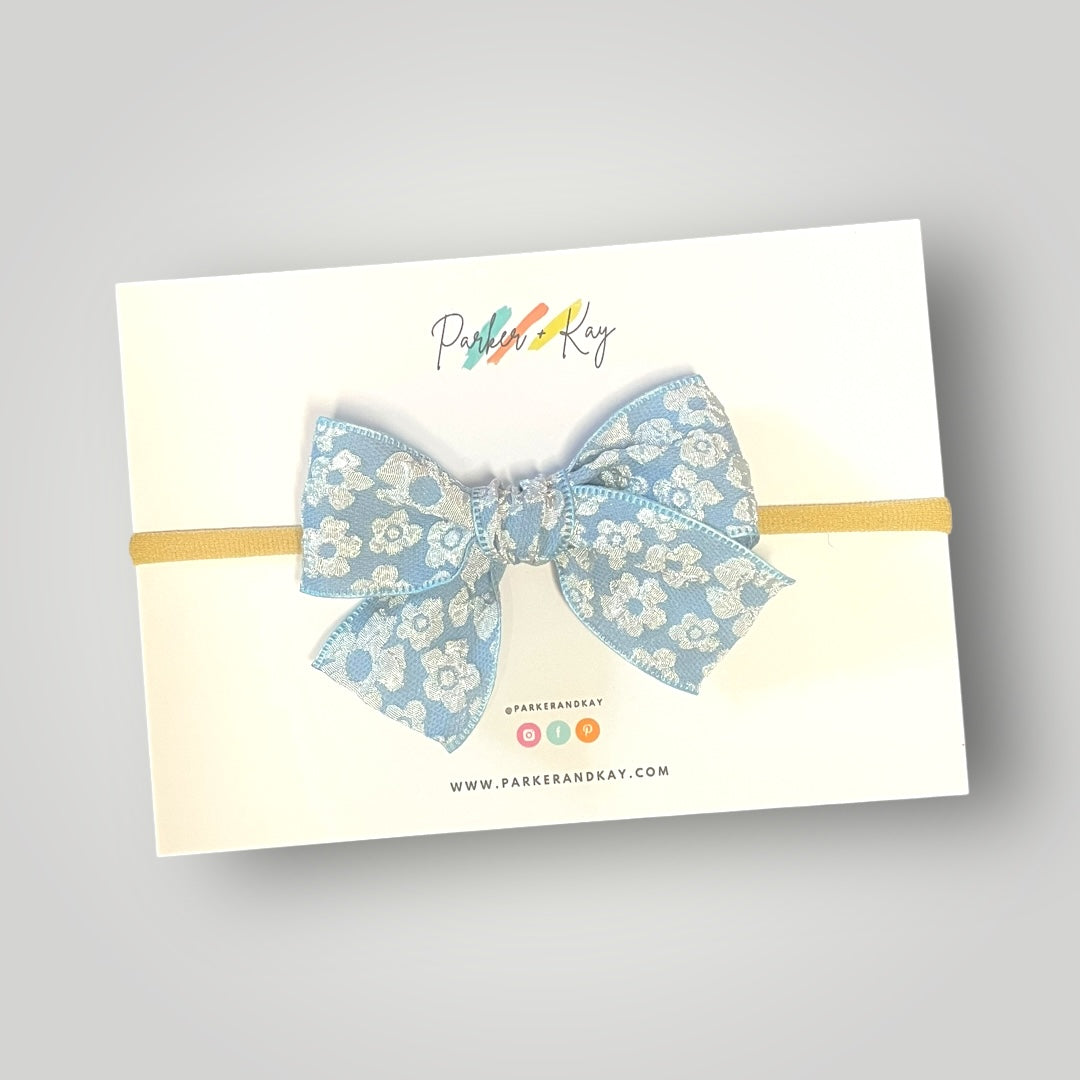 Embossed Floral Hair Bow, 8 Colors