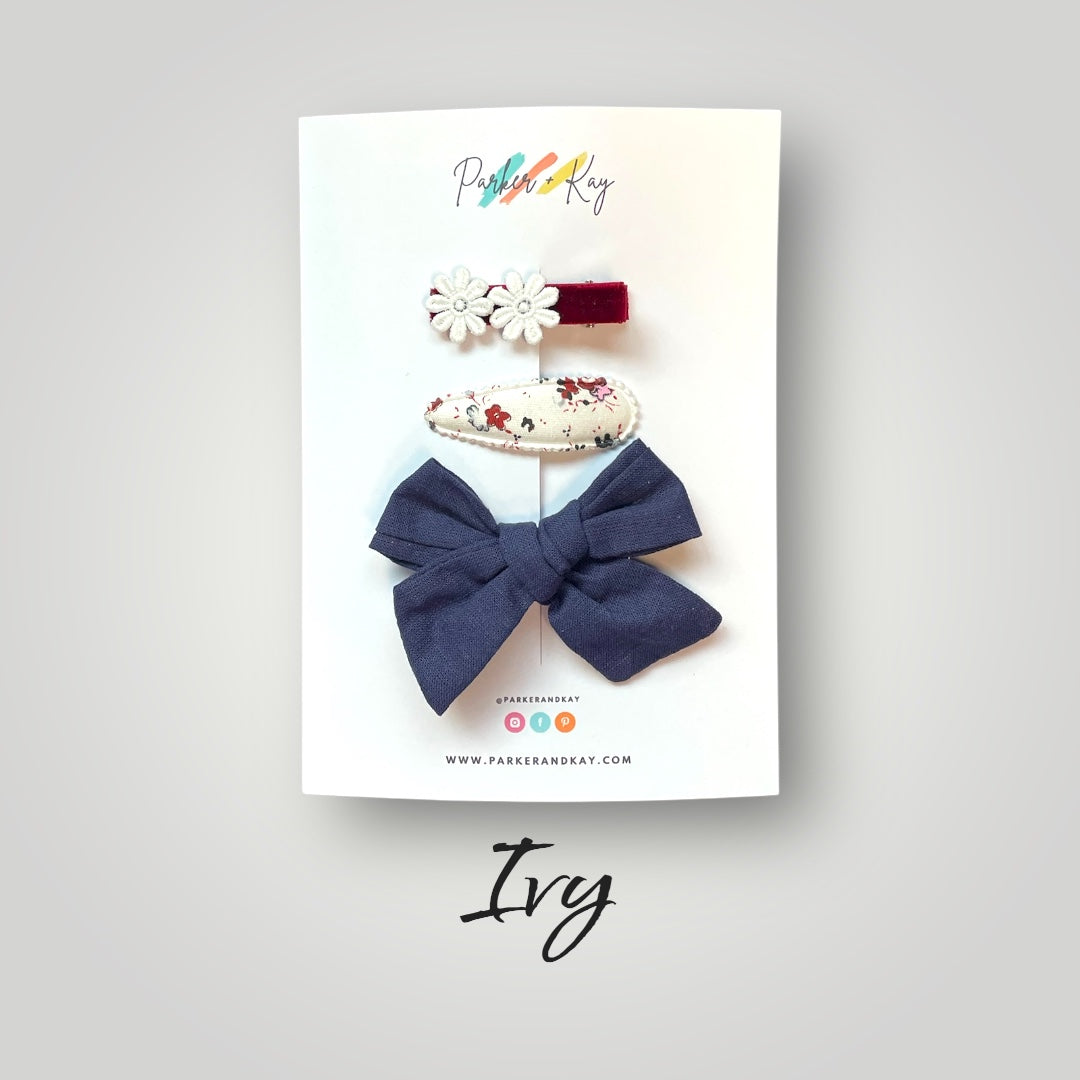 Girl’s 3-Piece Linen Bow Variety Set