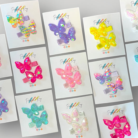Sequin Butterfly Hair Clips