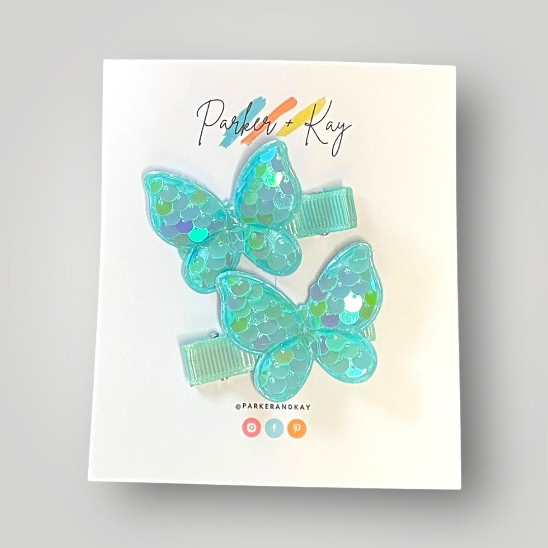 Sequin Butterfly Hair Clips