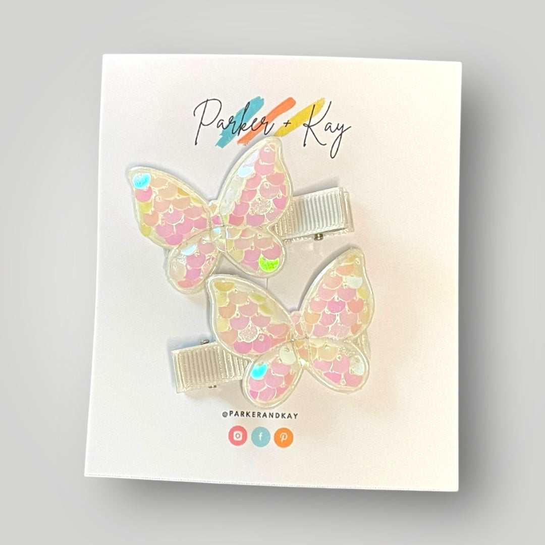 Sequin Butterfly Hair Clips