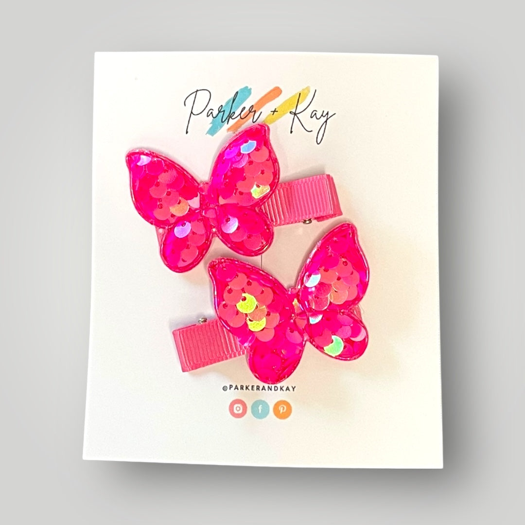 Sequin Butterfly Hair Clips