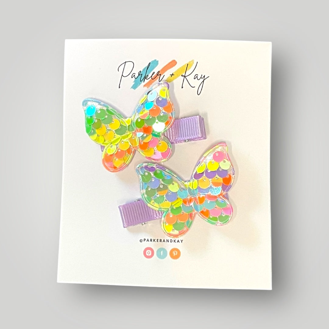 Sequin Butterfly Hair Clips