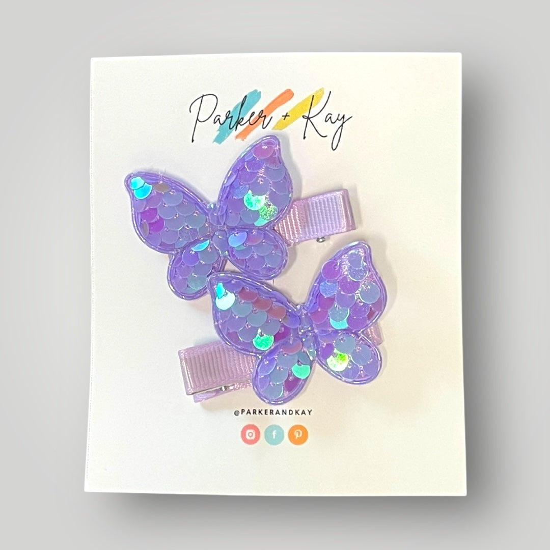 Sequin Butterfly Hair Clips