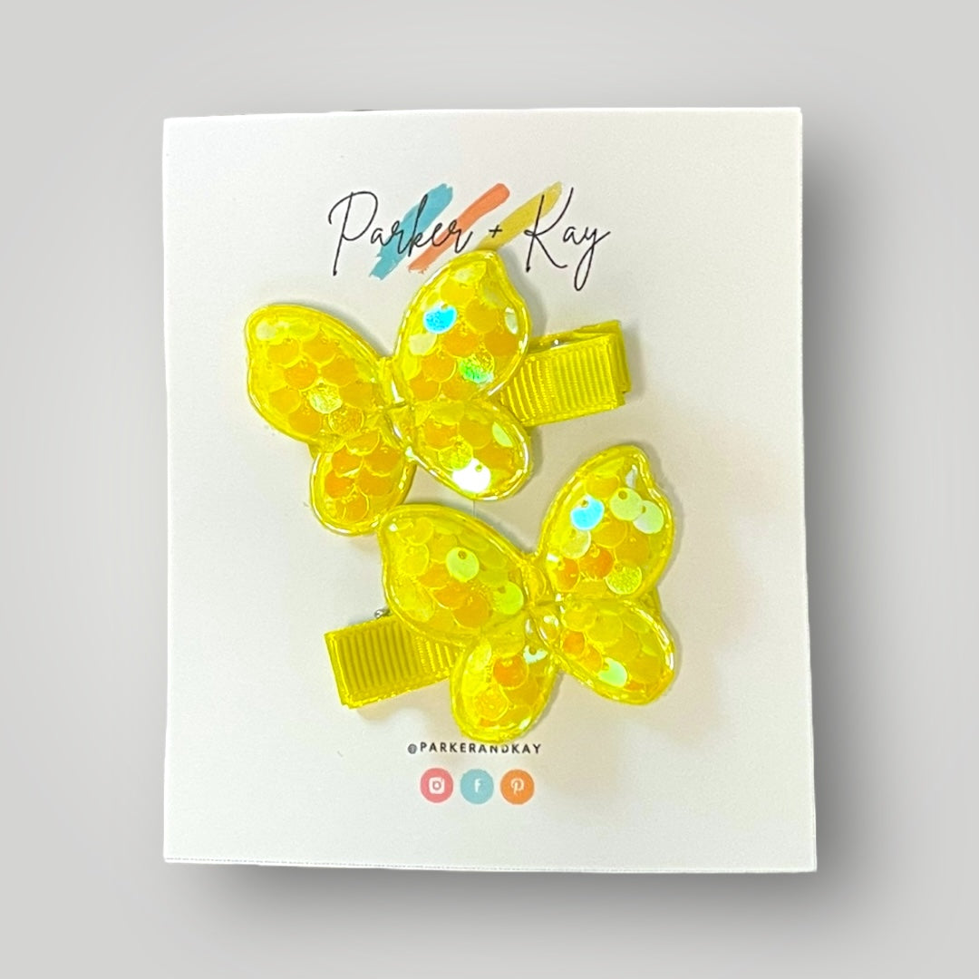 Sequin Butterfly Hair Clips