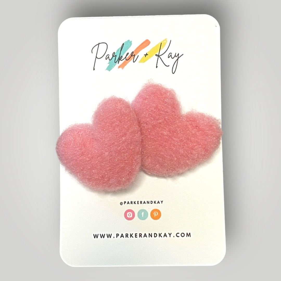 Wool Heart Hair Ties or Clips