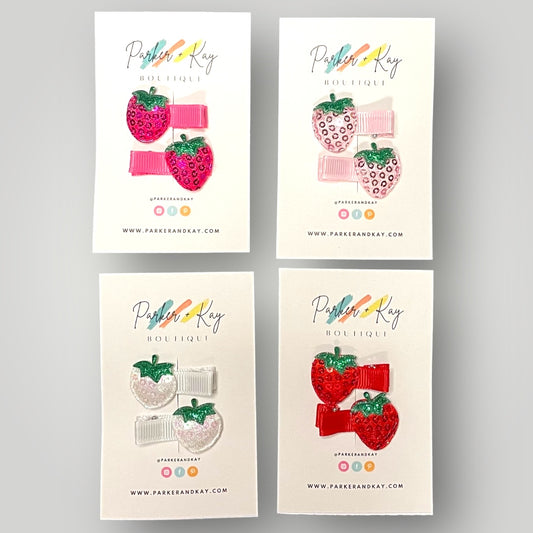 Sequin Strawberry Hair Clips