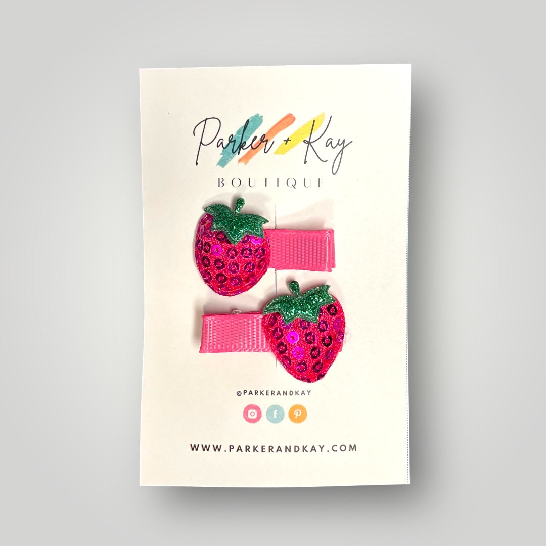 Sequin Strawberry Hair Clips