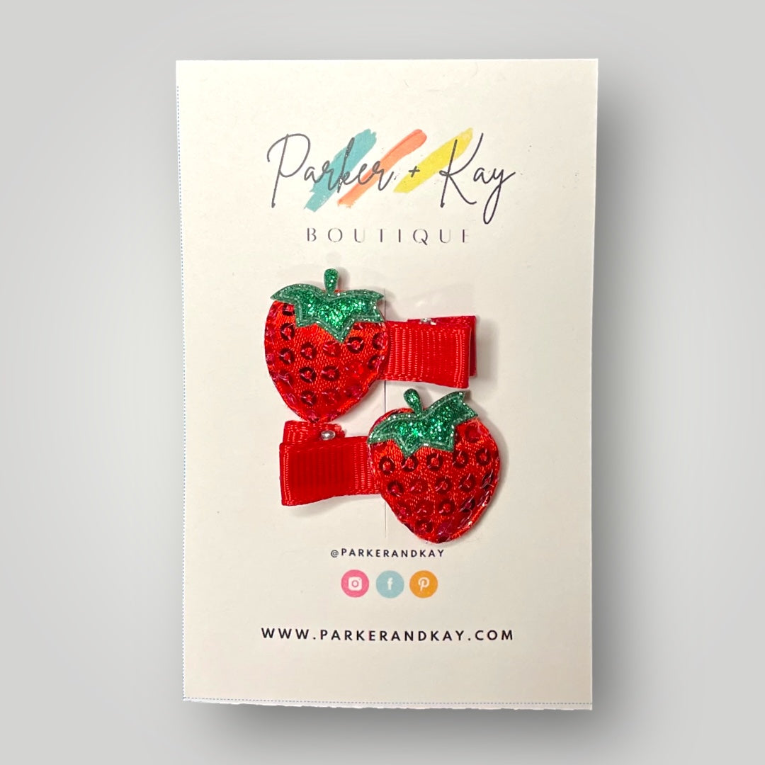 Sequin Strawberry Hair Clips