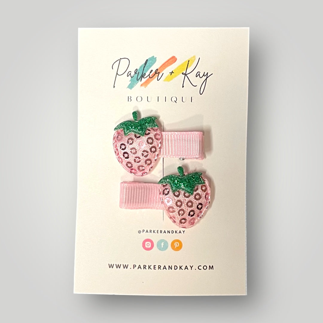 Sequin Strawberry Hair Clips
