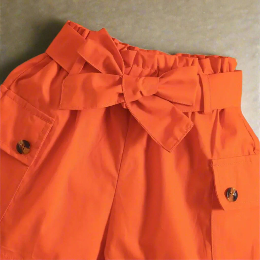 Orange Cropped Top + Shorts Set