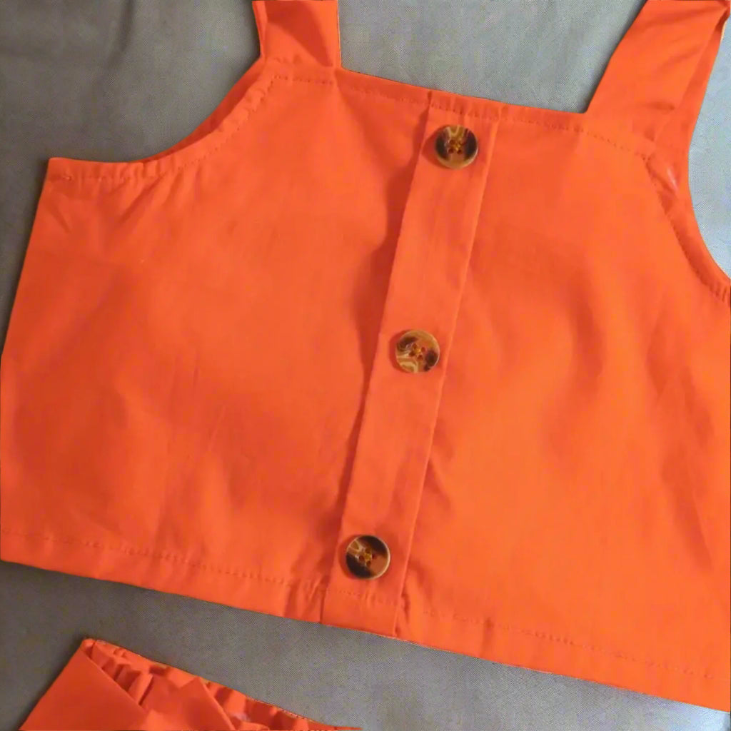 Orange Cropped Top + Shorts Set