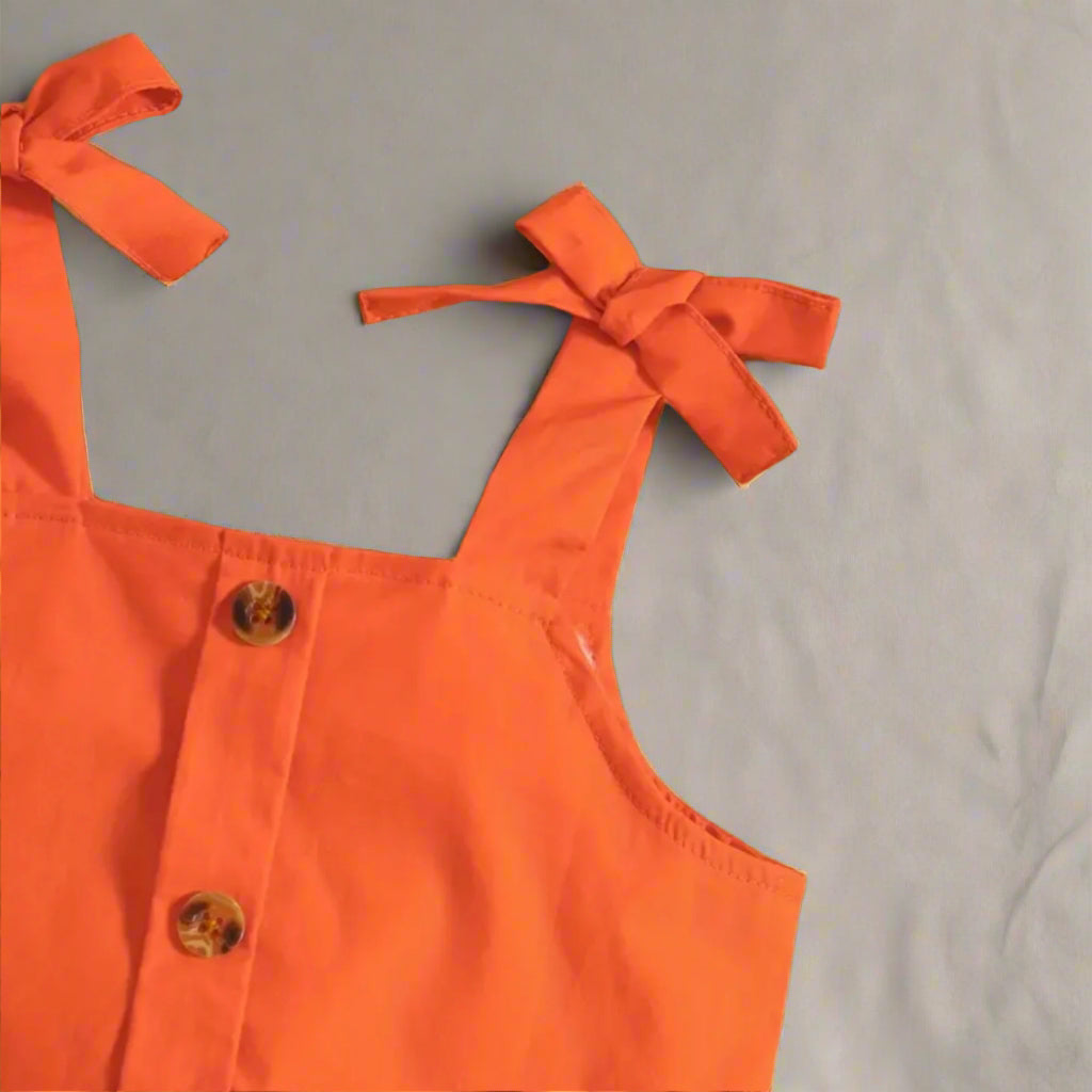 Orange Cropped Top + Shorts Set