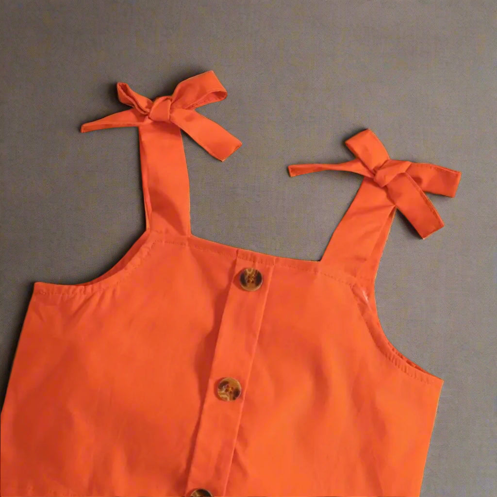 Orange Cropped Top + Shorts Set