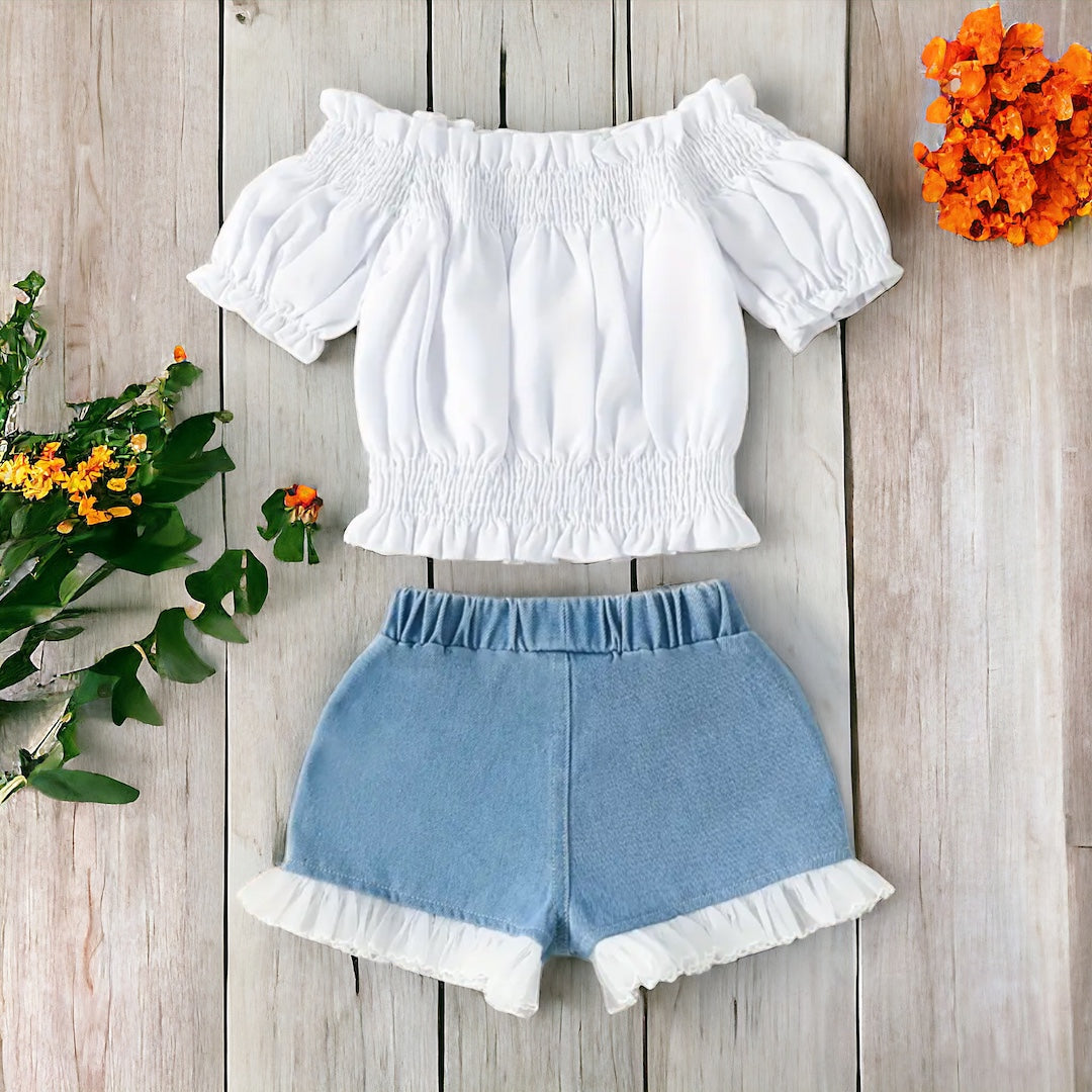LINDSEY Off-Shoulder Top & Shorts Set