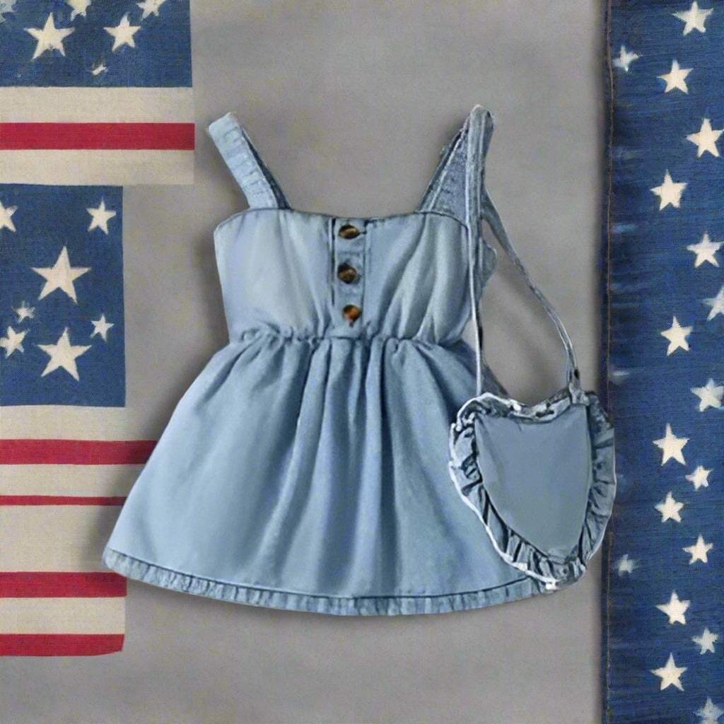 Little Girl's Denim Dress & Purse Set