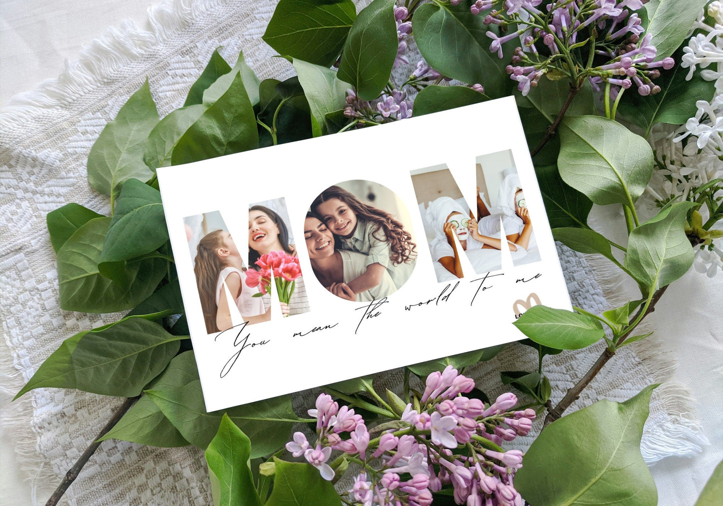 Mom Photo Greeting Card, You Mean the World to Me