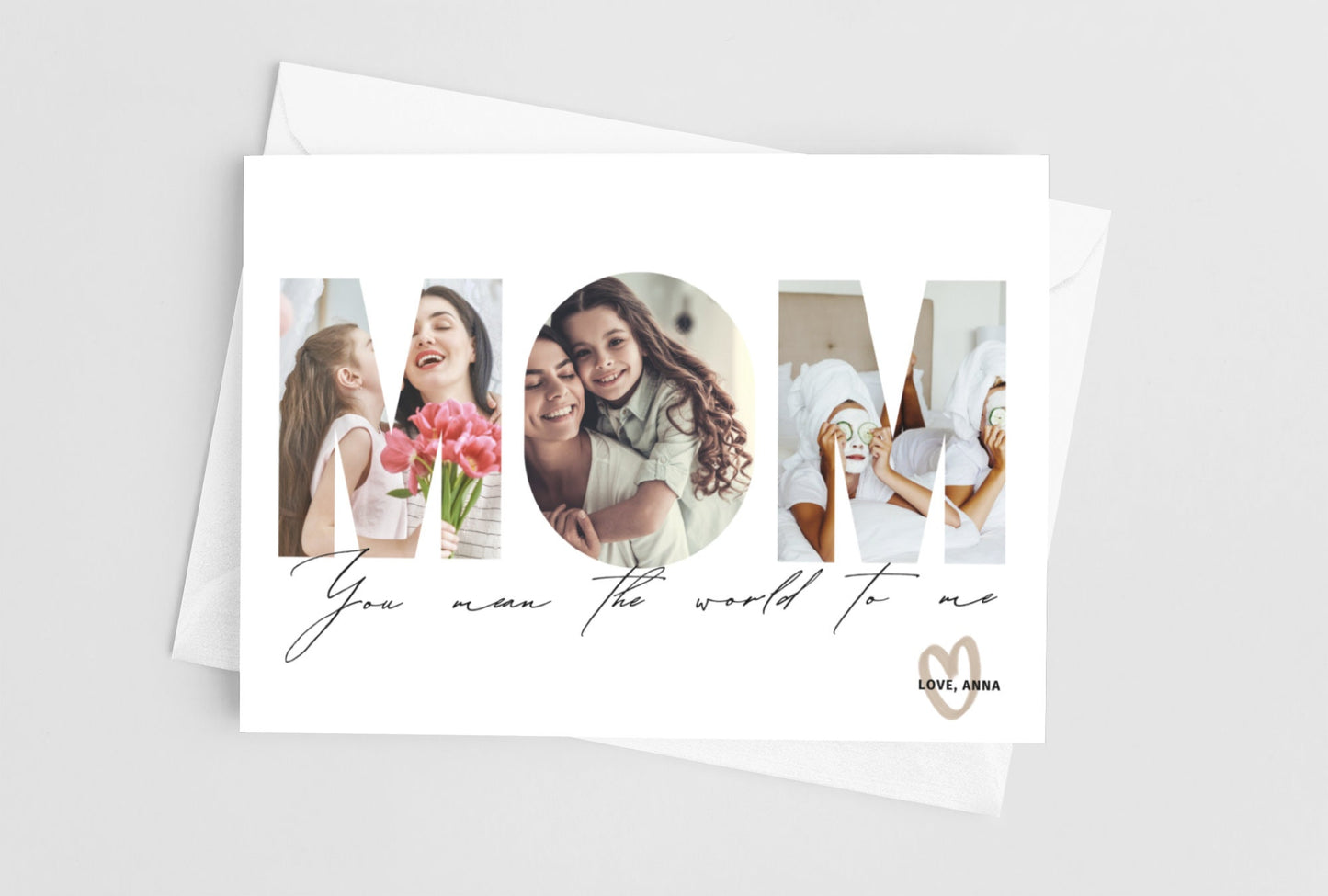 Mom Photo Greeting Card, You Mean the World to Me