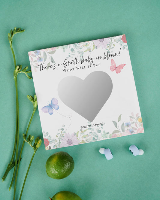 Baby in Bloom Gender Reveal Scratch-off Card