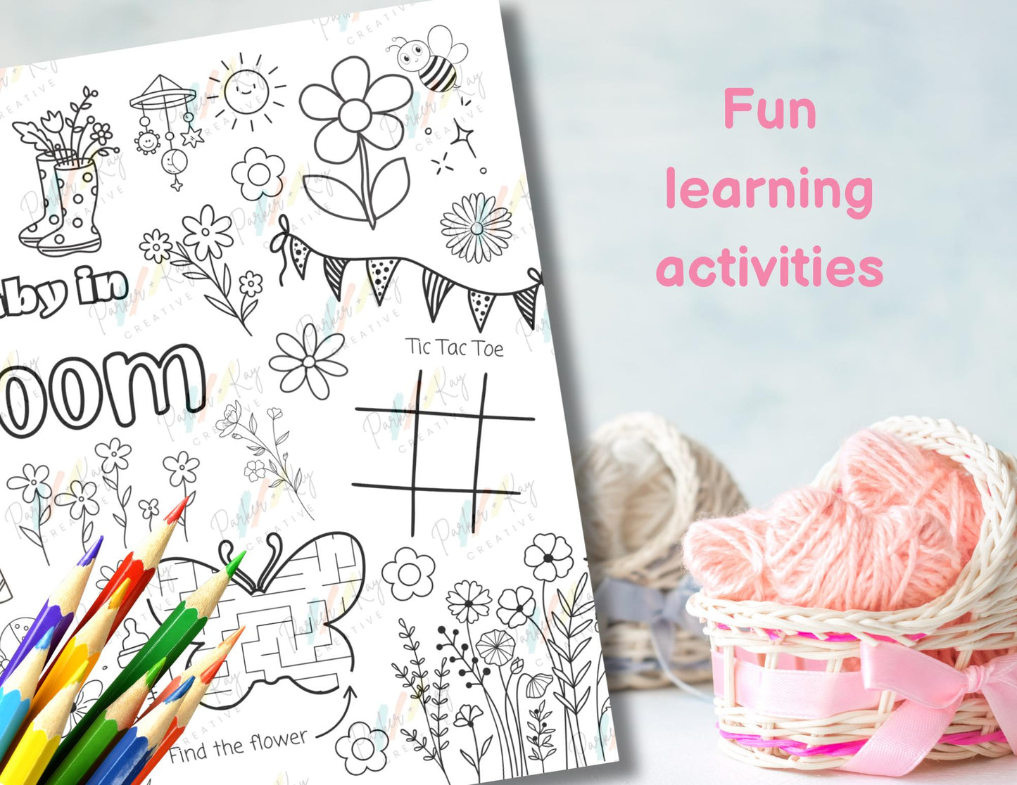 Baby in Bloom Baby Shower Activity Sheet for Kids