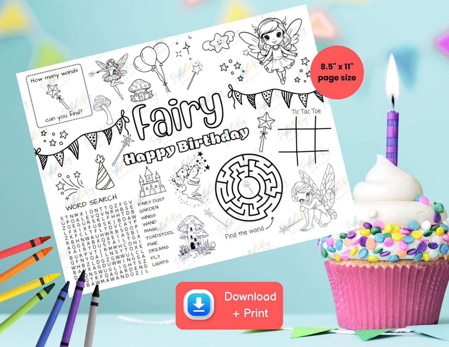 Fairy Happy Birthday Activity Sheet for Kids