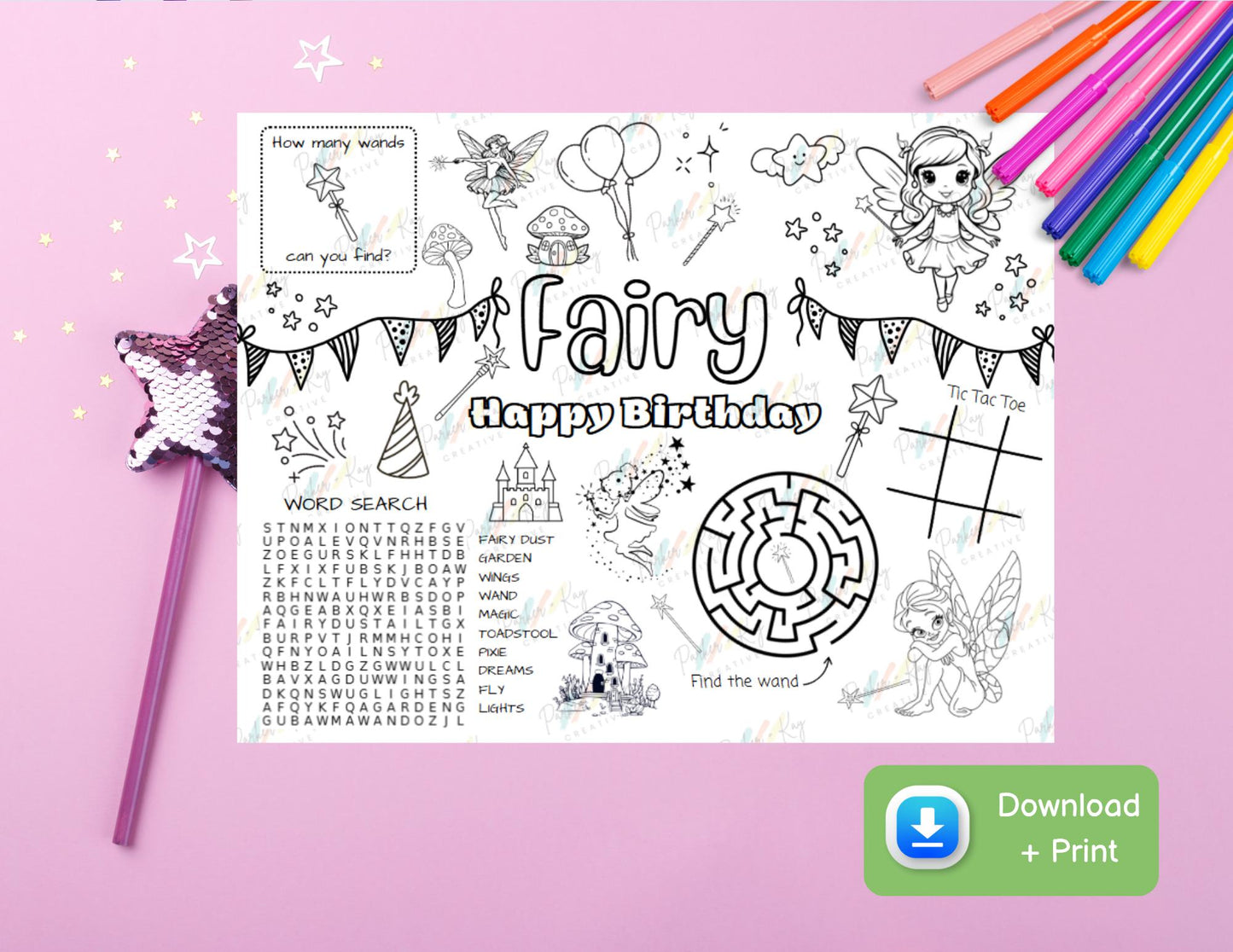 Fairy Happy Birthday Activity Sheet for Kids