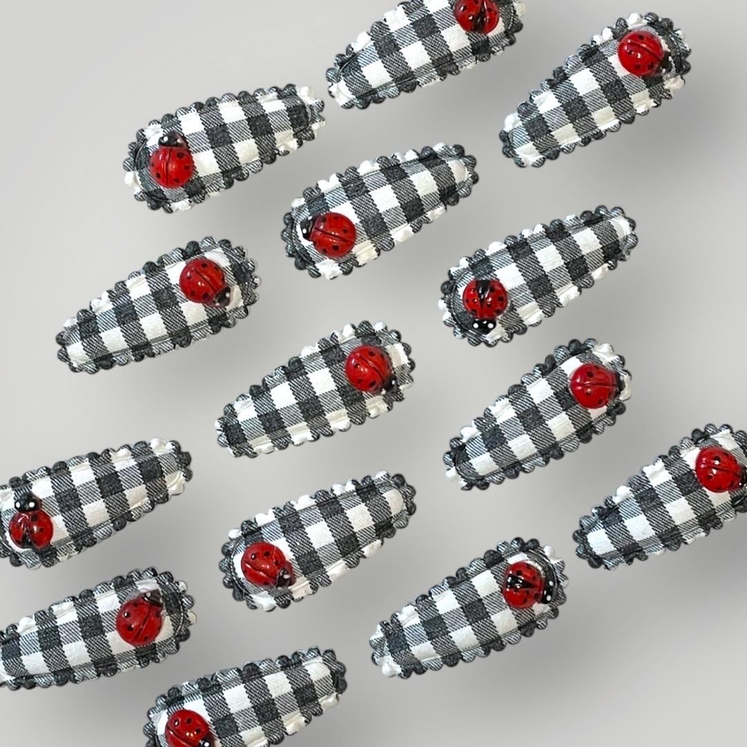 Little Ladybug Gingham Clips