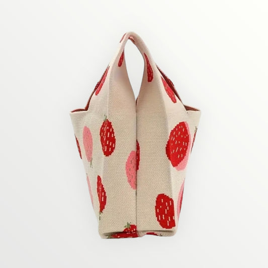 Strawberries Knit Tote Bag