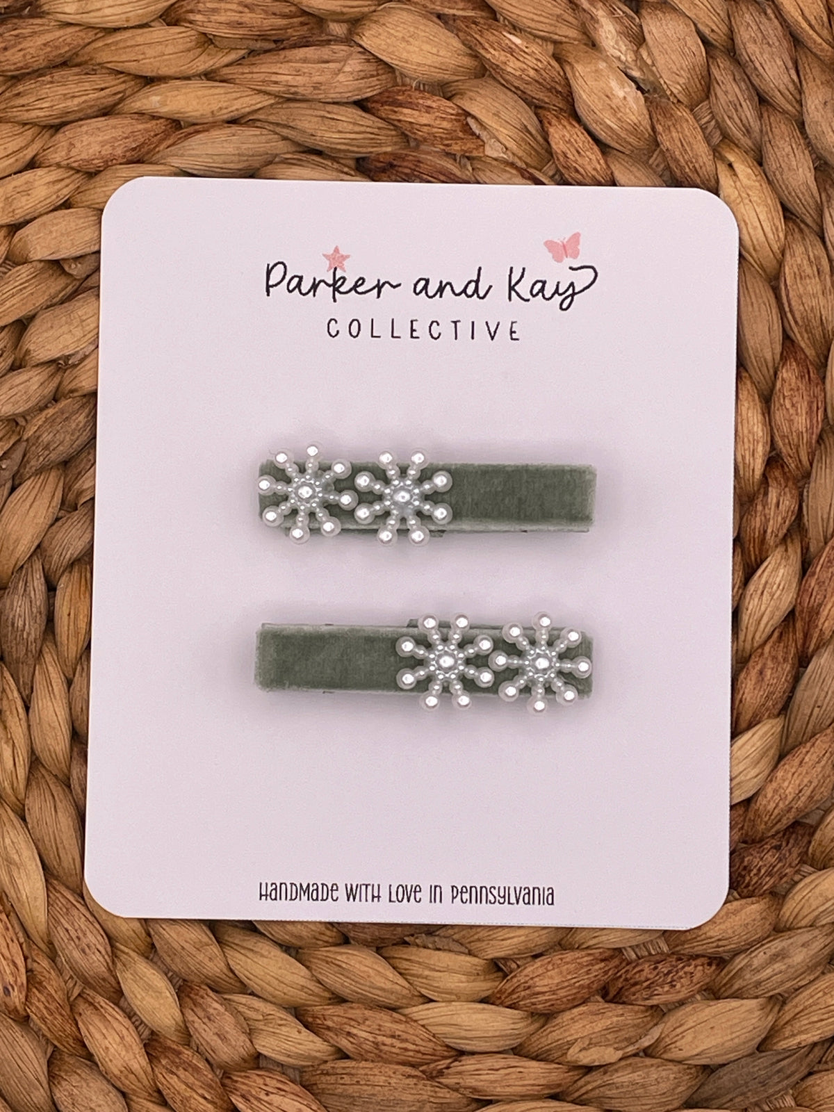 Velvet Snowflakes Clips