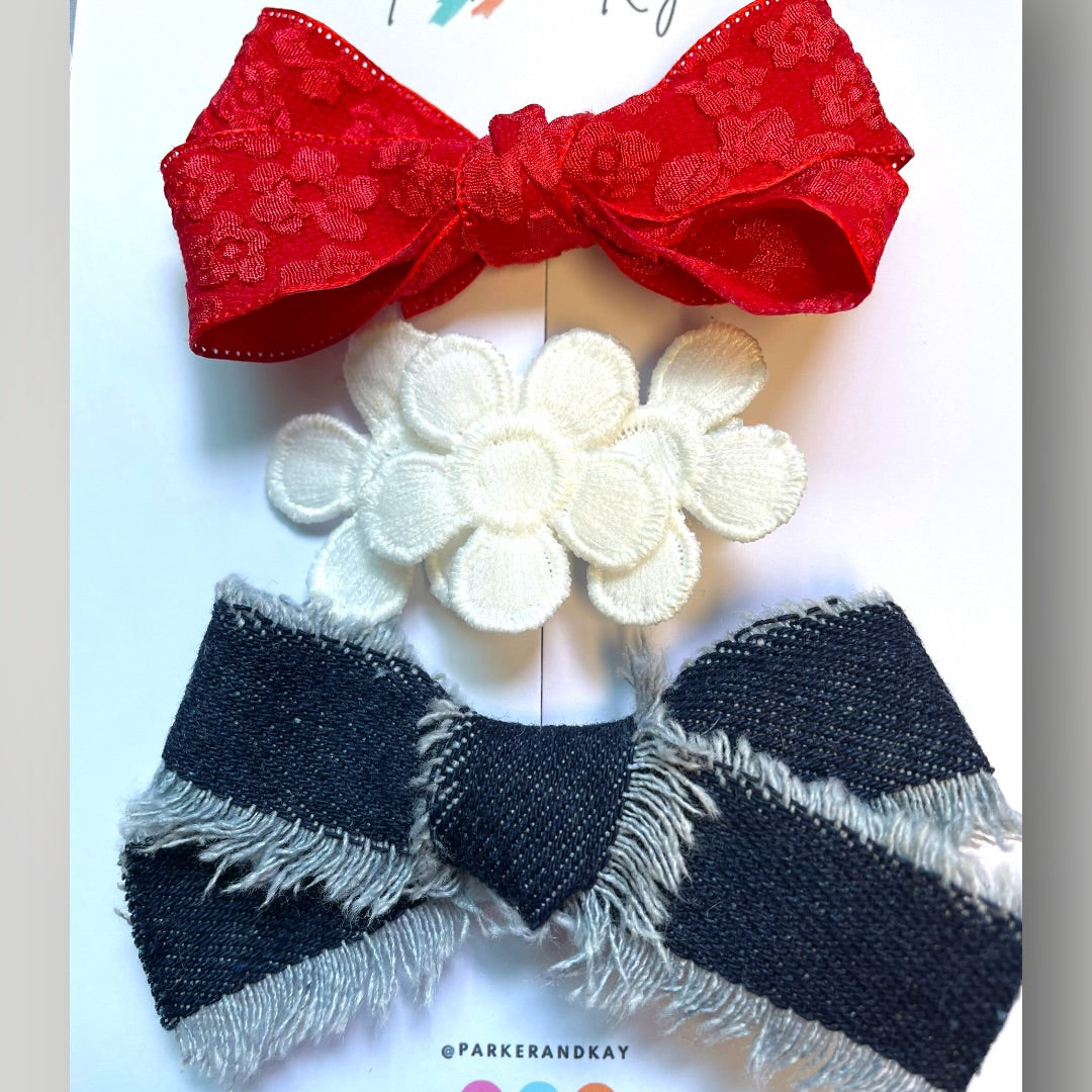 Denim + Daisies Hair Accessory Trio