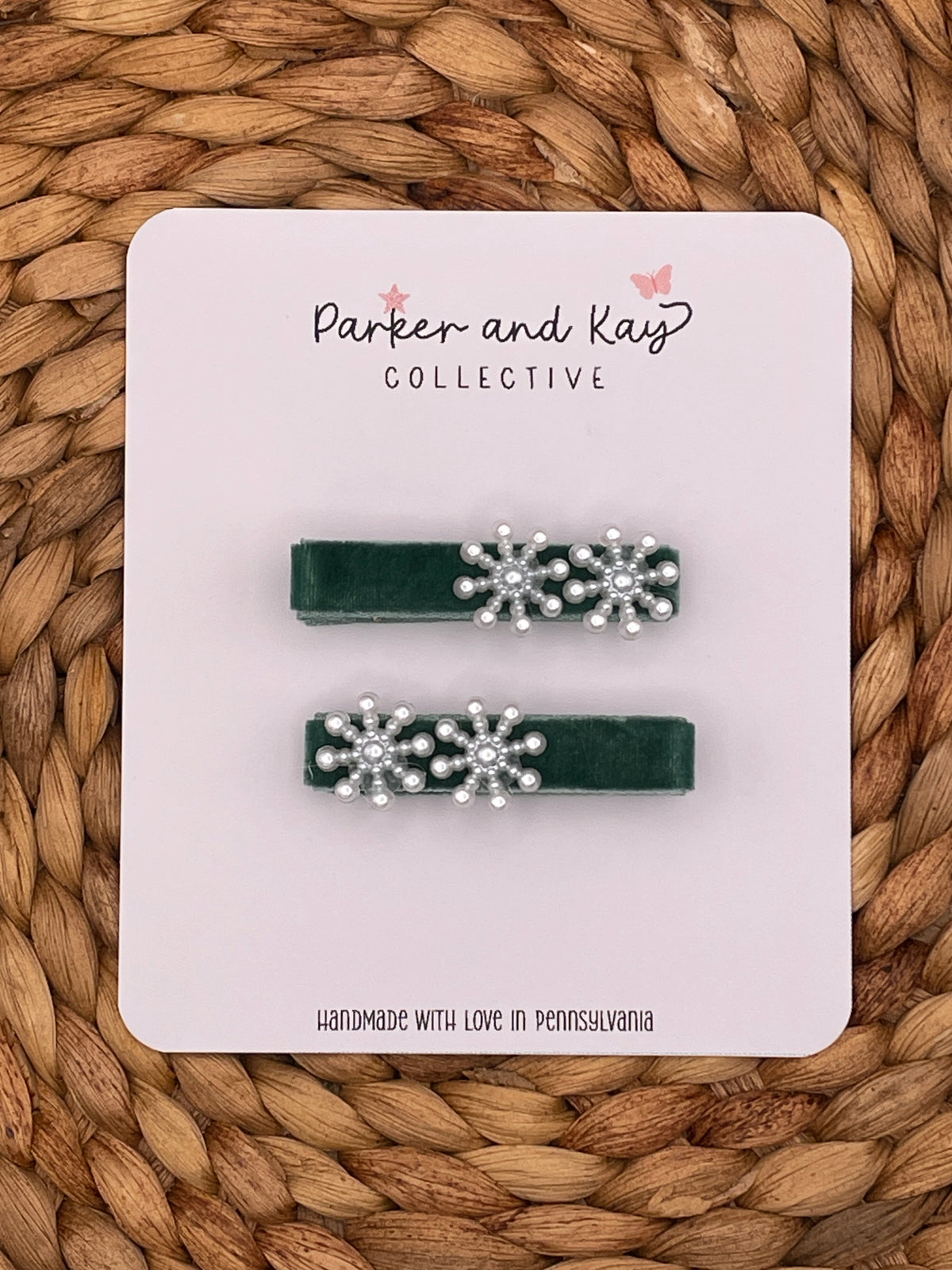 Velvet Snowflakes Clips