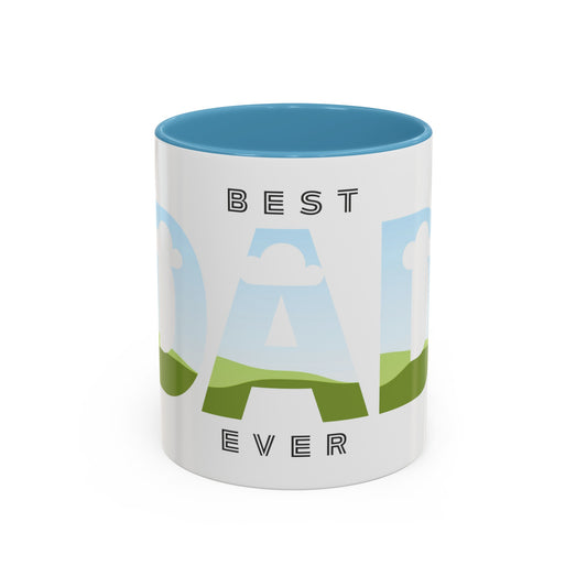 BEST DAD EVER Personalized Accent Coffee Mug (11, 15oz)