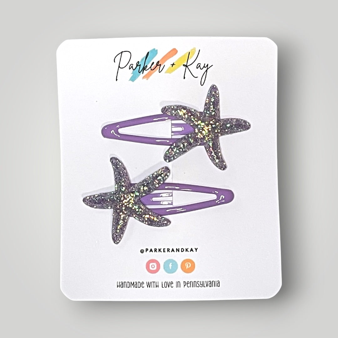 Shimmering Starfish Snap Clips