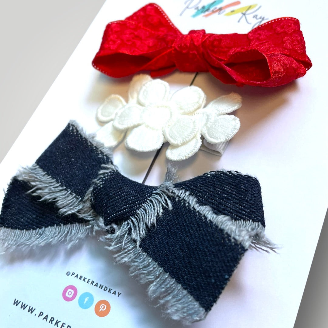 Denim + Daisies Hair Accessory Trio