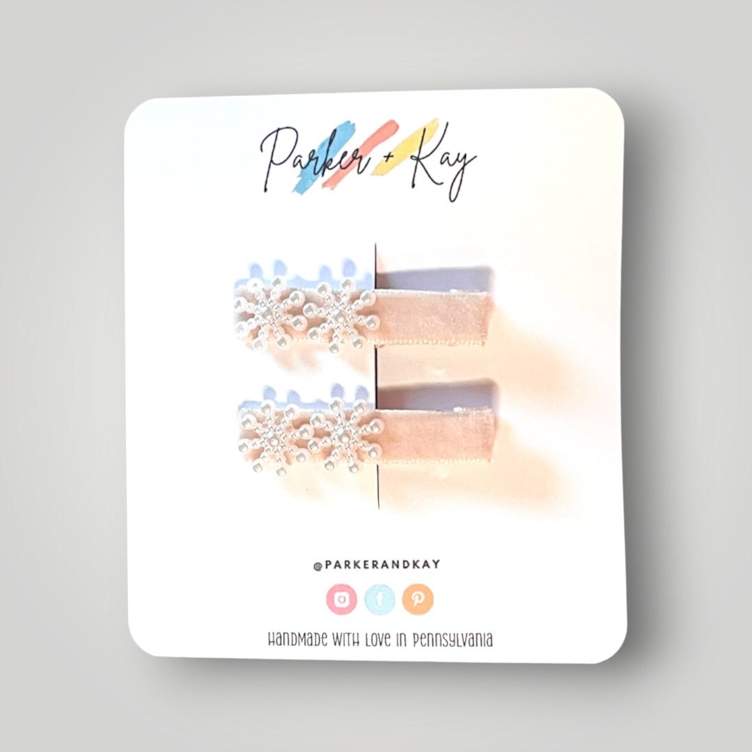 Velvet Snowflakes Clips