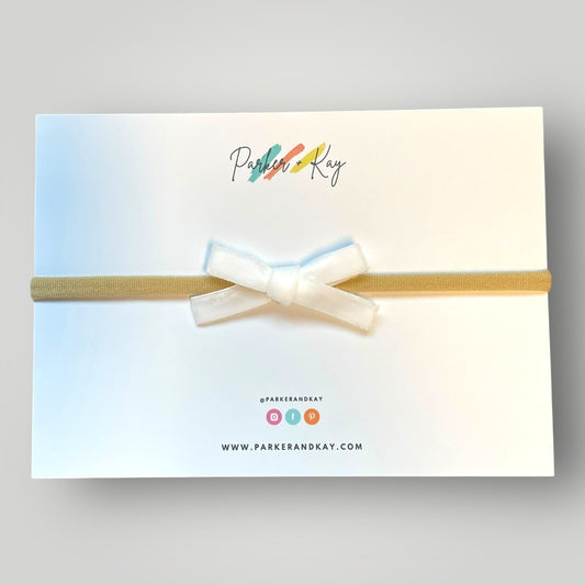 Velvet Bow Headband | White