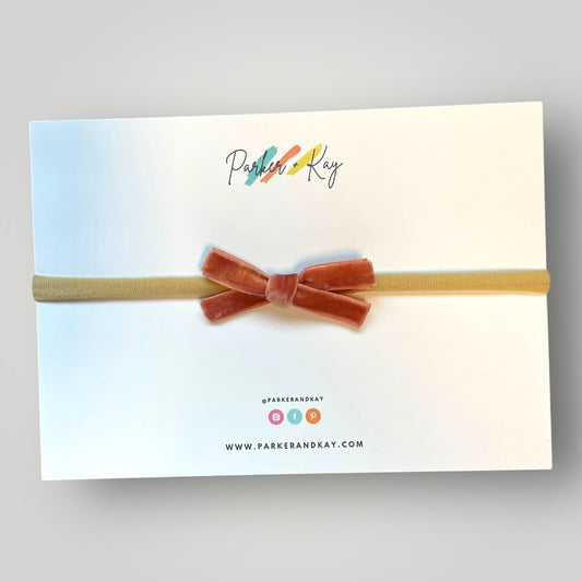 Velvet Bow Headband | Apricot