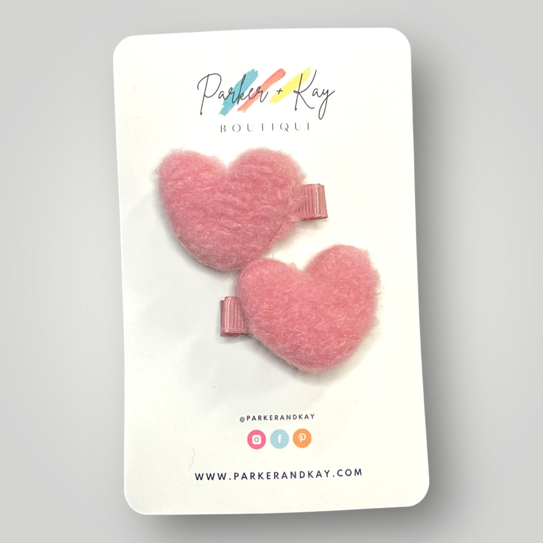 Wool Heart Hair Ties or Clips