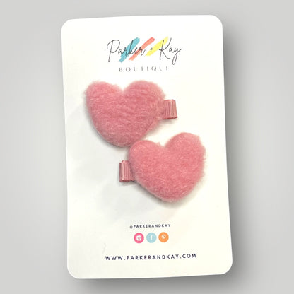 Wool Heart Hair Ties or Clips