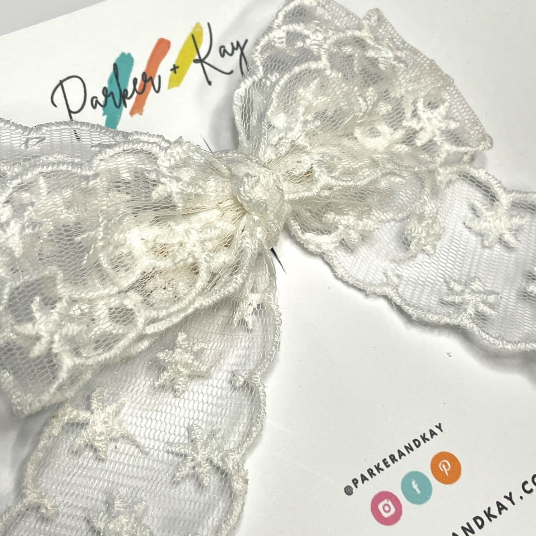 Snowflake Lace Hair Bow