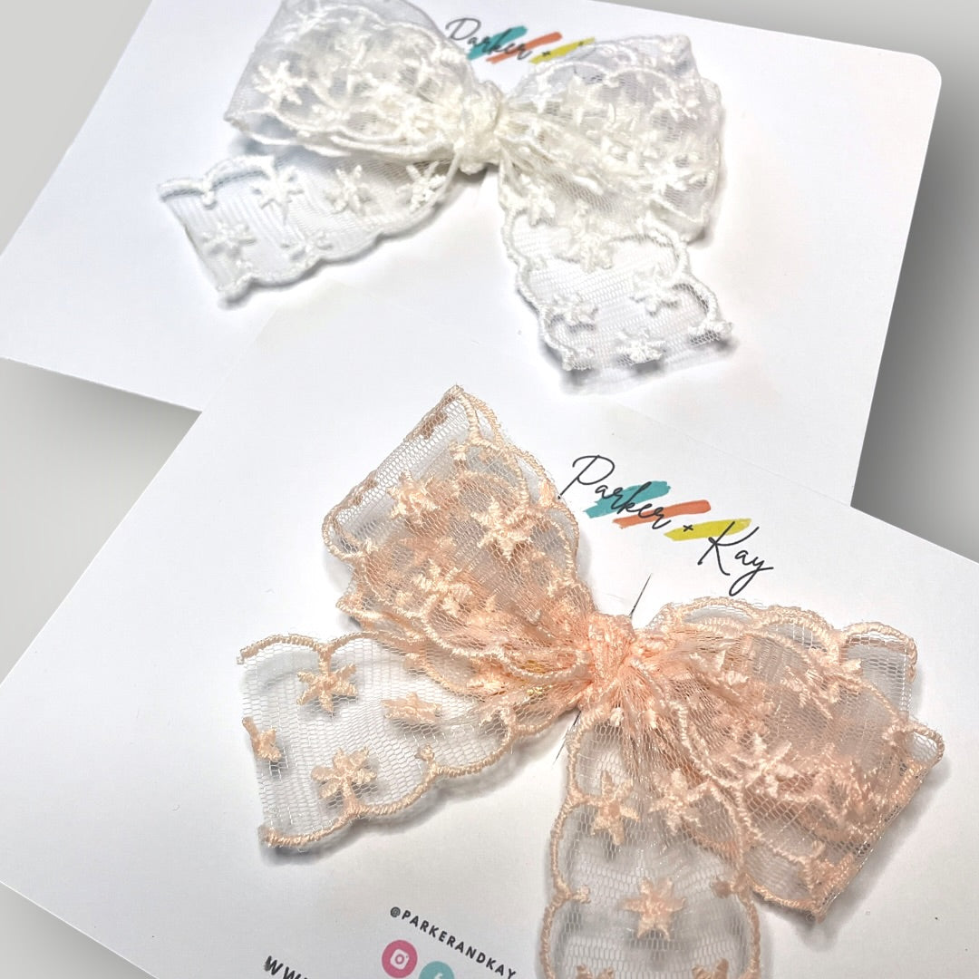 Snowflake Lace Hair Bow