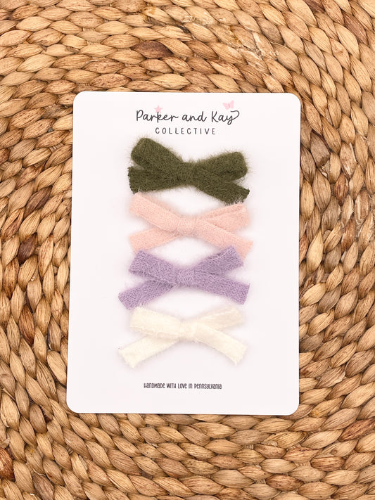 Petite Fuzzy Bows Set | Soft Garden