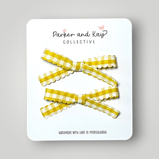 Petite Gingham Hair Bows | Yellow