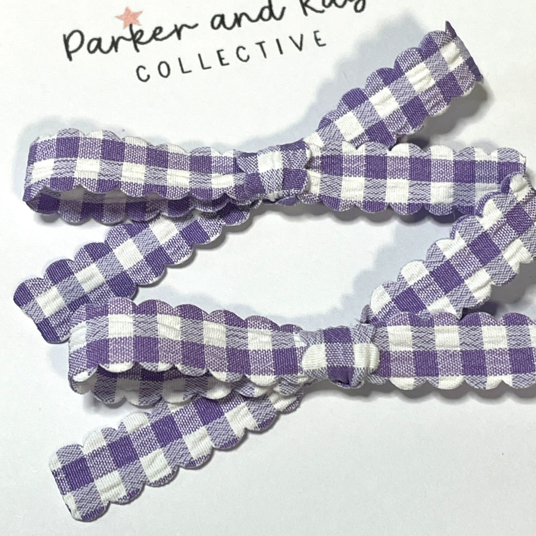 Petite Gingham Hair Bows | Purple