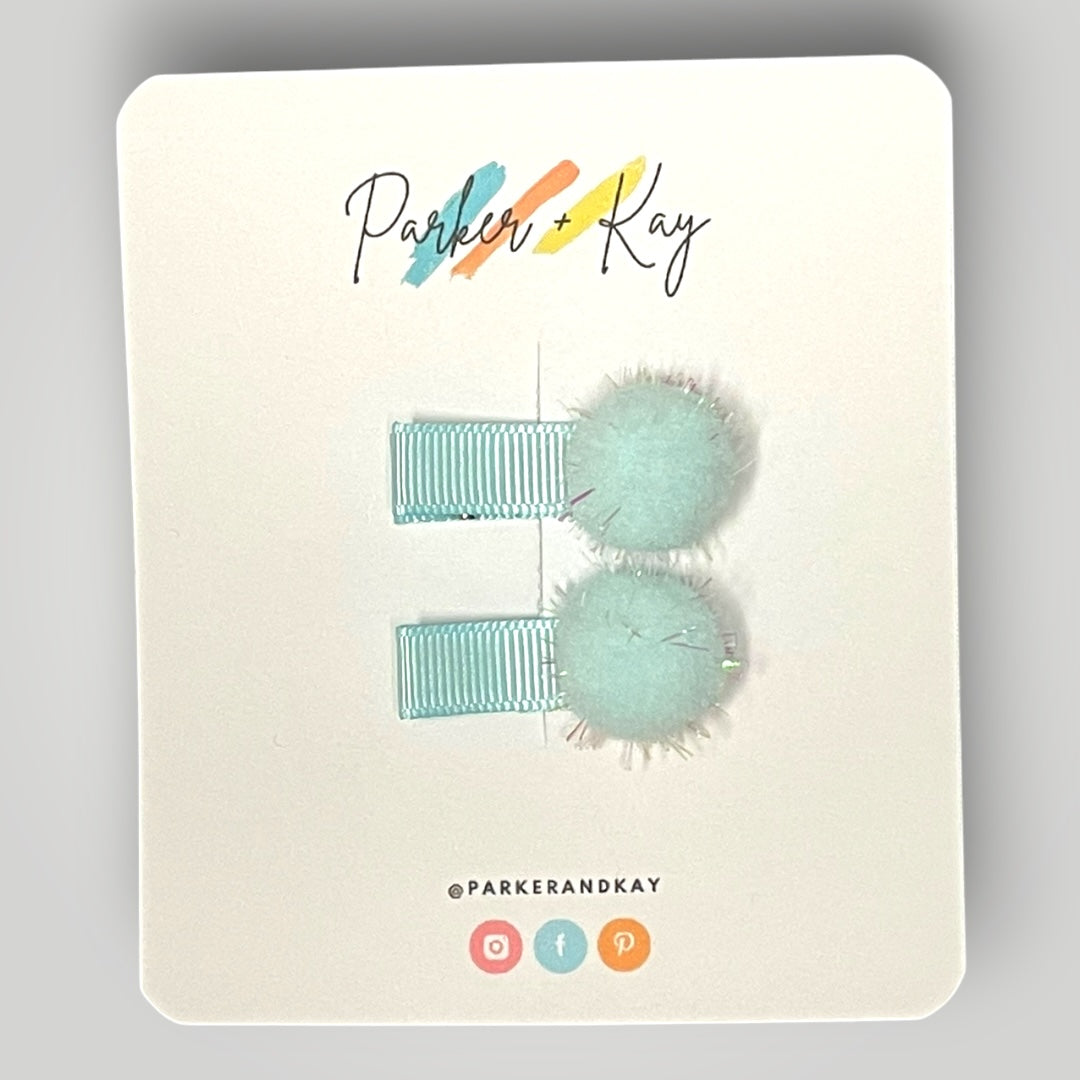 Sparkling Pom Pom Mini Hair Clips